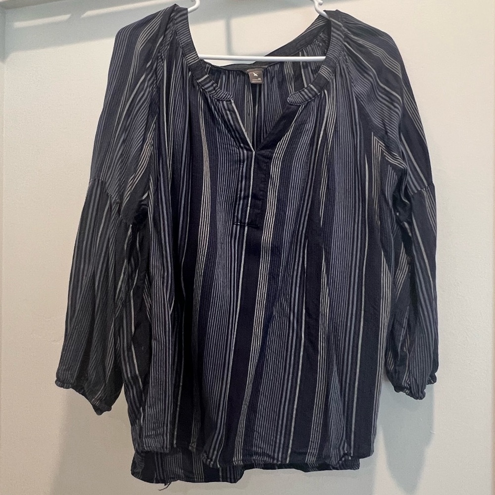 Blue striped Eddie Bauer Cotton Blouse